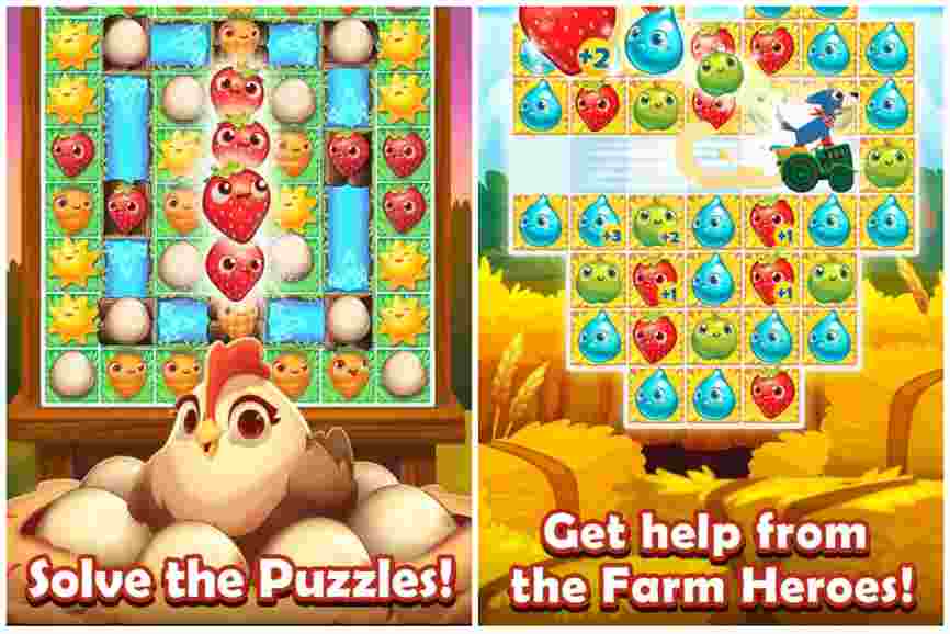 Farm Heroes Saga (MODIFICACIÓN, Unlimited Lives,hero,Moves,Gold) gratis en Android.