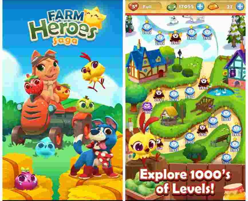 Farm Heroes Saga (MOD, Unlimited Lives,hero,Moves,Igolide) Landa Mahhala ku-Android.